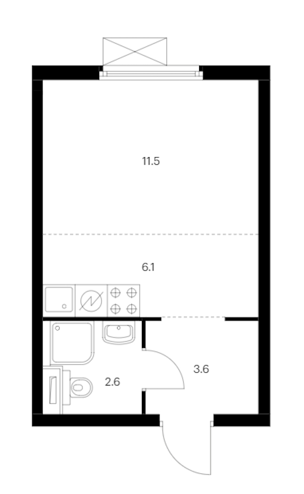 Квартира студия 23.8 м², 10/11 эт., ЖК «Витебский парк»